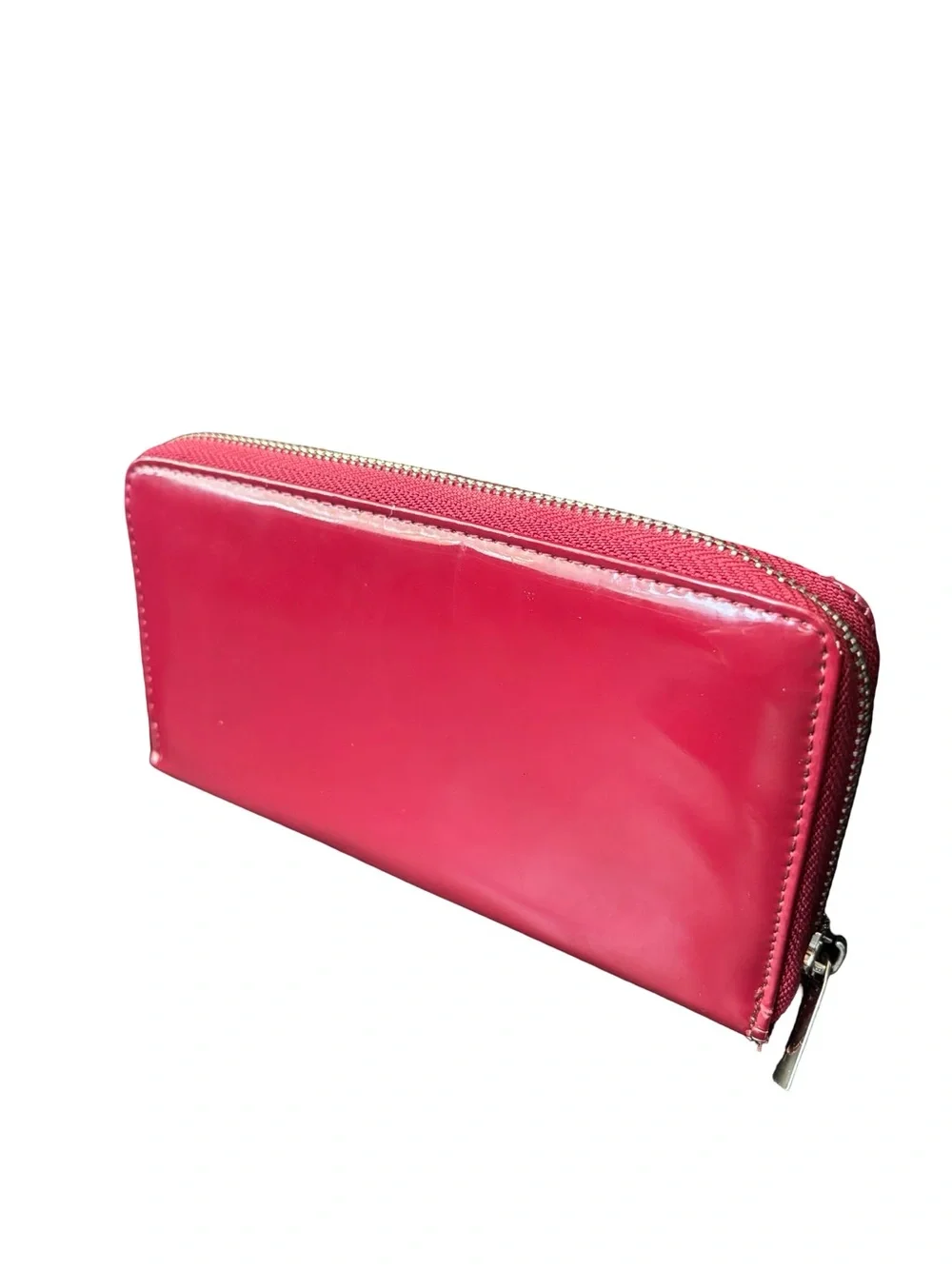 Women's Patent Zip Wallet - Hot Pink